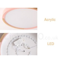 Ultradünne, mehrfarbige, runde Deckenlampe aus Holz, Deckenlampe aus Massivholz mit Acrylschirm im nordischen Stil