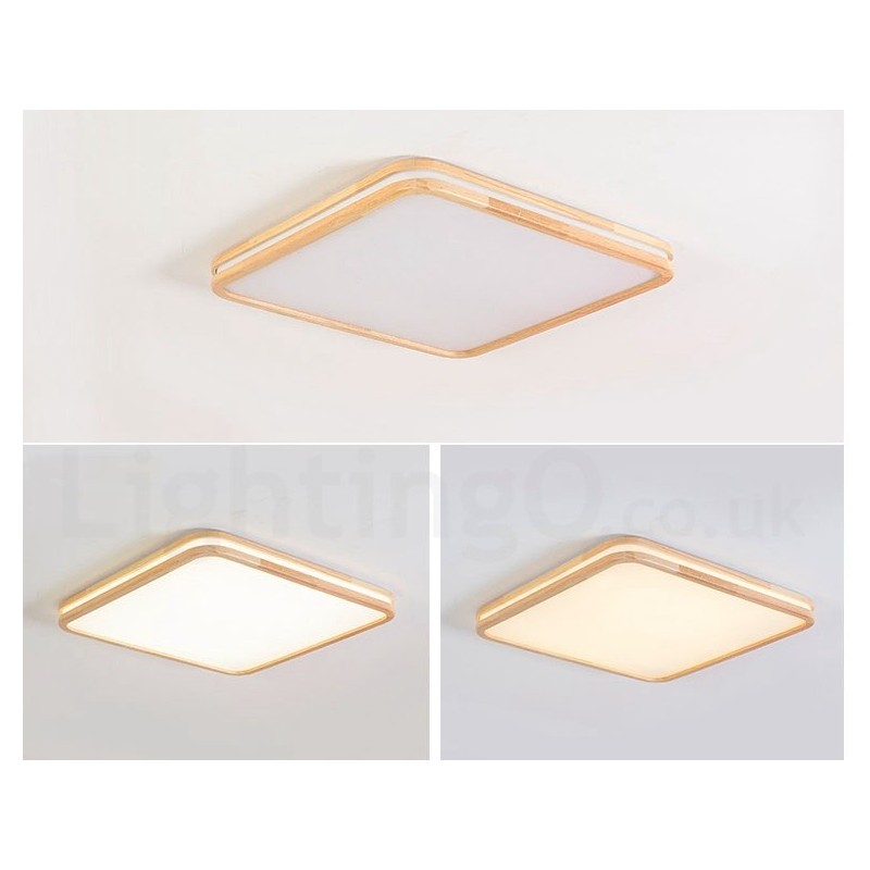 Ultradünne runde quadratische rechteckige Holzdeckenlampe Massivholz Acrylschirm Deckenlampe nordischer Stil