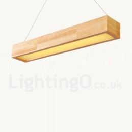 Moderne lange Pendelleuchte aus Holz