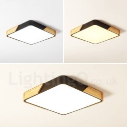 Dimmbare ultradünne mehrfarbige quadratische Deckenleuchte aus Holz mit Acrylschirm, Deckenlampe im nordischen Stil