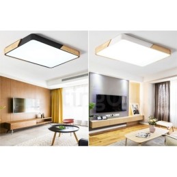 Dimmbare ultradünne mehrfarbige rechteckige Deckenleuchte aus Holz mit Acrylschirm, Deckenlampe im nordischen Stil