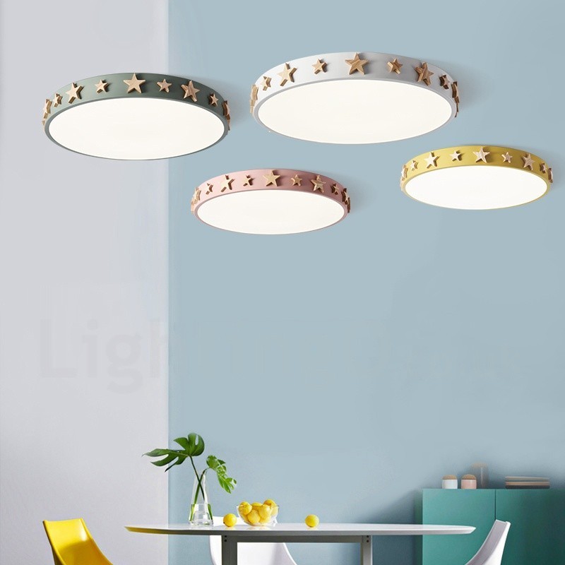 Dimmbare ultradünne, mehrfarbige, runde Deckenleuchte aus Holz mit Acrylschirm, Deckenlampe im nordischen Stil
