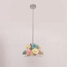Mehrfarbige Blumen-Macaron-Deckenpendelleuchte mit Glasschirm-Pendelleuchte