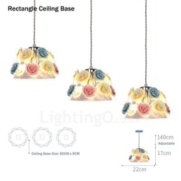 Mehrfarbige Blumen-Macaron-Deckenpendelleuchte mit Glasschirm-Pendelleuchte