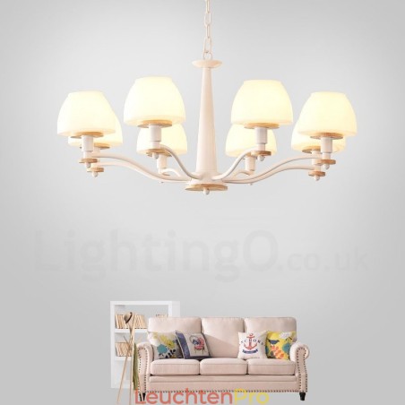 6-flammig 8-flammig Mehrfarbig Macaron Holz Pendelleuchte mit Glasschirmen Kronleuchter Nordischer Stil 6-flammig 8-flammig Mehrfarbig Macaron Holz Pendelleuchte mit Glasschirmen Kronleuchter Nordischer Stil