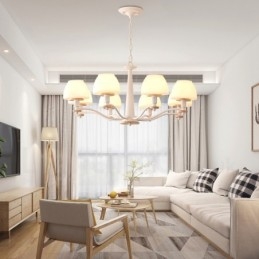 6-flammig 8-flammig Mehrfarbig Macaron Holz Pendelleuchte mit Glasschirmen Kronleuchter Nordischer Stil