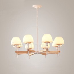 6-flammig 8-flammig Mehrfarbig Macaron Holz Pendelleuchte mit Glasschirmen Kronleuchter Nordischer Stil