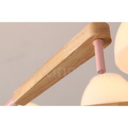 6-flammig 8-flammig Mehrfarbig Macaron Holz Pendelleuchte mit Glasschirmen Kronleuchter Nordischer Stil
