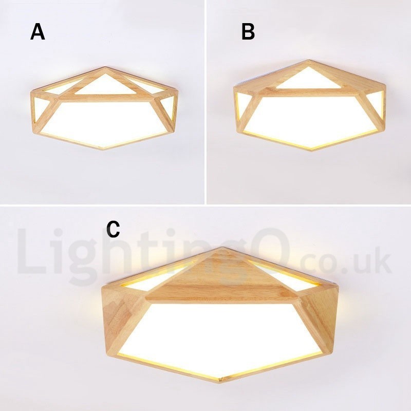 Dimmbare Multi Styles Holz Deckenleuchte mit Acrylschirm Deckenlampe Nordischer Stil