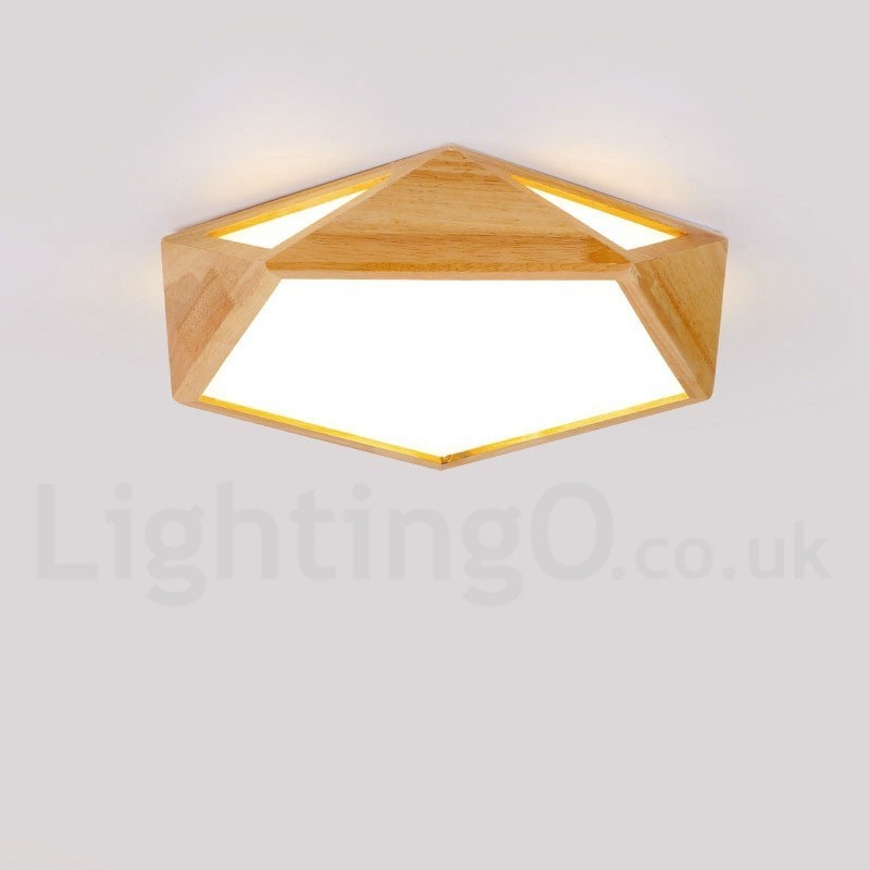 Dimmbare Multi Styles Holz Deckenleuchte mit Acrylschirm Deckenlampe Nordischer Stil