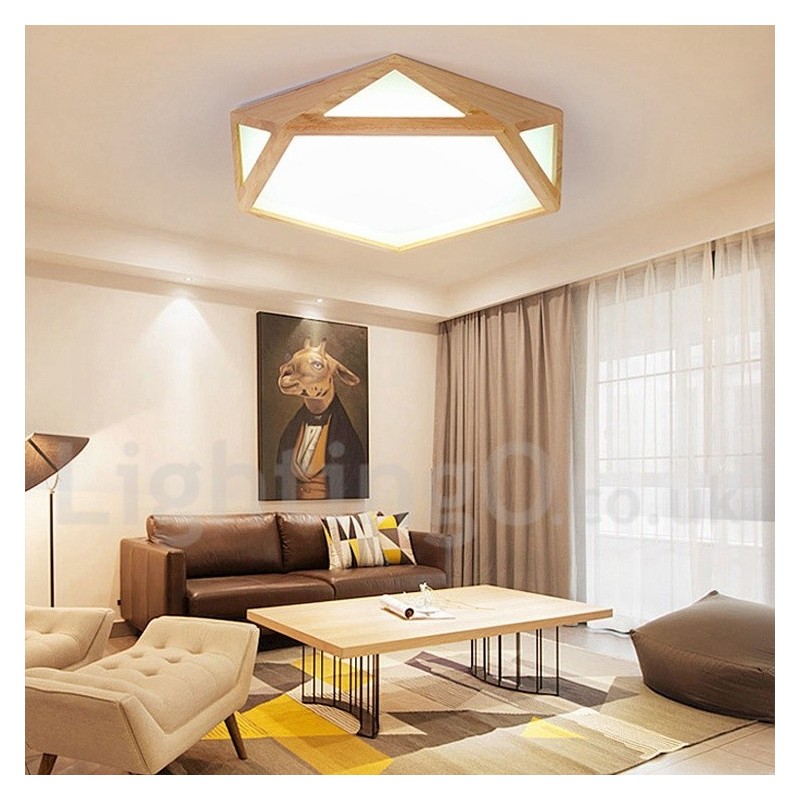 Dimmbare Multi Styles Holz Deckenleuchte mit Acrylschirm Deckenlampe Nordischer Stil