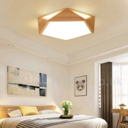 Dimmbare Multi Styles Holz Deckenleuchte mit Acrylschirm Deckenlampe Nordischer Stil