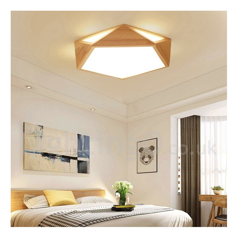 Dimmbare Multi Styles Holz Deckenleuchte mit Acrylschirm Deckenlampe Nordischer Stil