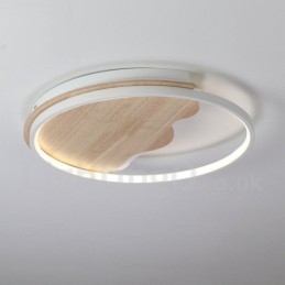 Dimmbare weiße runde Deckenleuchte aus Holz in Wolkenform, ultradünne Deckenlampe, kann auch als Wandleuchte verwendet werden