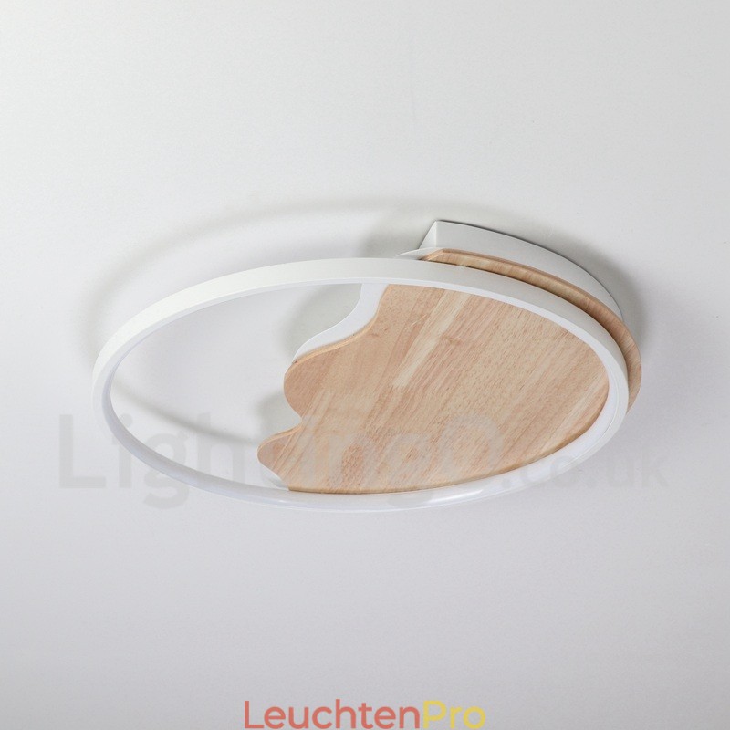 Dimmbare weiße runde Deckenleuchte aus Holz in Wolkenform, ultradünne Deckenlampe, kann auch als Wandleuchte verwendet werden