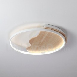 Dimmbare weiße runde Deckenleuchte aus Holz in Wolkenform, ultradünne Deckenlampe, kann auch als Wandleuchte verwendet werden