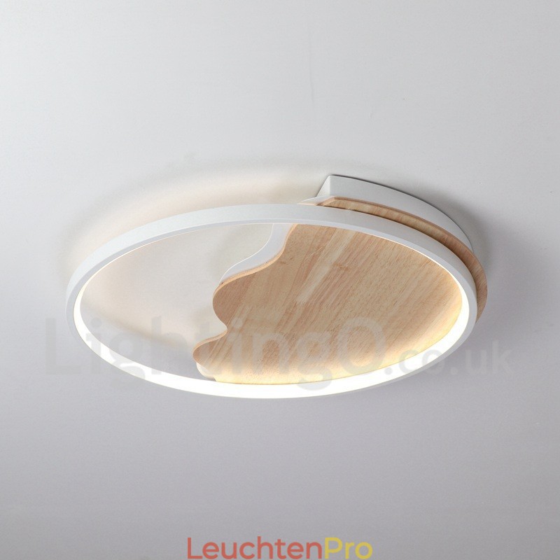 Dimmbare weiße runde Deckenleuchte aus Holz in Wolkenform, ultradünne Deckenlampe, kann auch als Wandleuchte verwendet werden