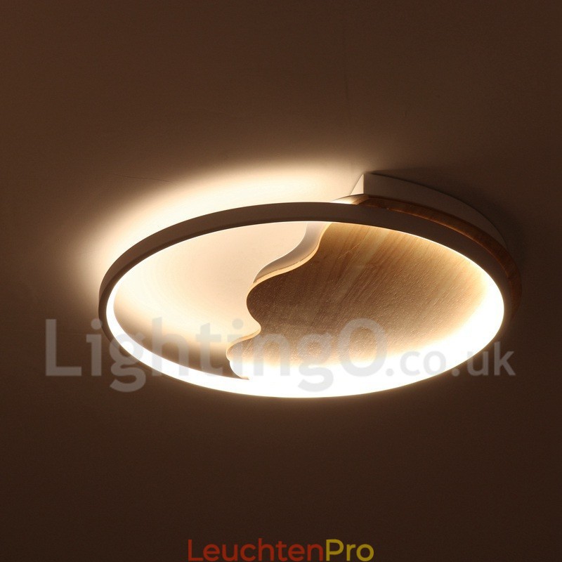 Dimmbare weiße runde Deckenleuchte aus Holz in Wolkenform, ultradünne Deckenlampe, kann auch als Wandleuchte verwendet werden