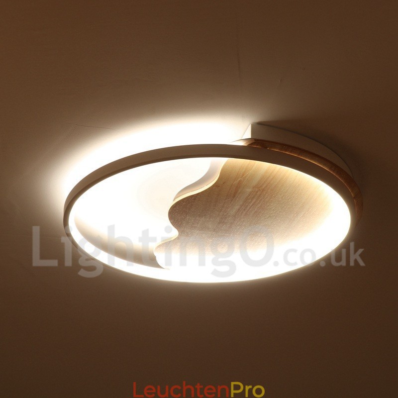 Dimmbare weiße runde Deckenleuchte aus Holz in Wolkenform, ultradünne Deckenlampe, kann auch als Wandleuchte verwendet werden