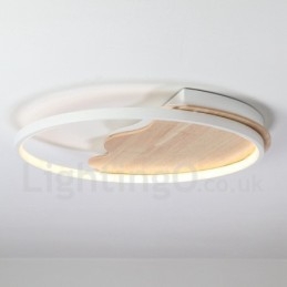 Dimmbare weiße runde Deckenleuchte aus Holz in Wolkenform, ultradünne Deckenlampe, kann auch als Wandleuchte verwendet werden