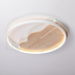 Dimmbare weiße runde Deckenleuchte aus Holz in Wolkenform, ultradünne Deckenlampe, kann auch als Wandleuchte verwendet werden