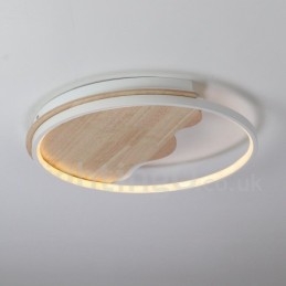 Dimmbare weiße runde Deckenleuchte aus Holz in Wolkenform, ultradünne Deckenlampe, kann auch als Wandleuchte verwendet werden