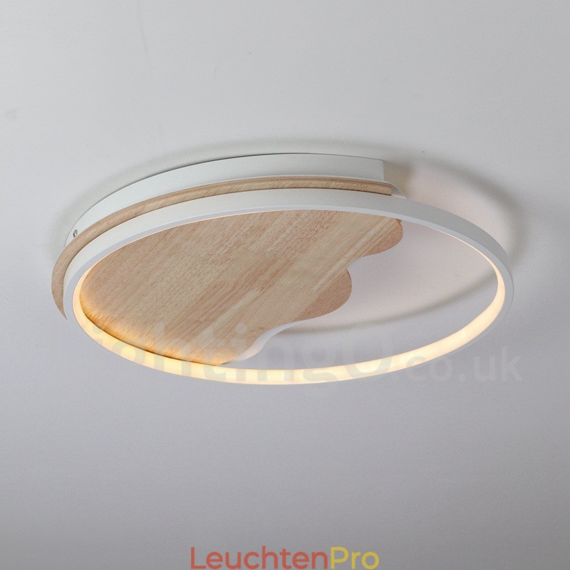 Dimmbare weiße runde Deckenleuchte aus Holz in Wolkenform, ultradünne Deckenlampe, kann auch als Wandleuchte verwendet werden