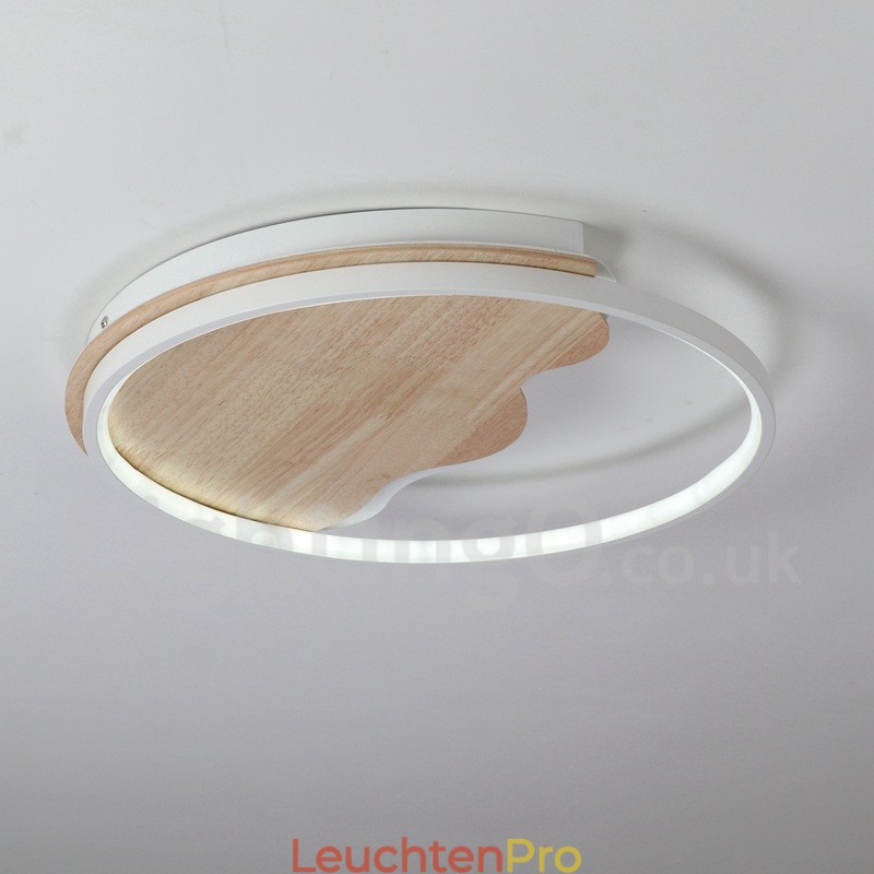 Dimmbare weiße runde Deckenleuchte aus Holz in Wolkenform, ultradünne Deckenlampe, kann auch als Wandleuchte verwendet werden