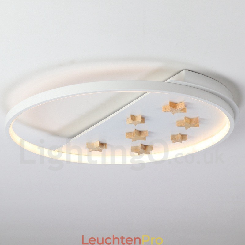 Dimmbare weiße Sterne Runde Holz Deckenleuchte Ultradünne Deckenlampe Kann Auch Als Wandleuchte Verwendet Werden