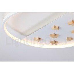 Dimmbare weiße Sterne Runde Holz Deckenleuchte Ultradünne Deckenlampe Kann Auch Als Wandleuchte Verwendet Werden