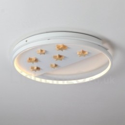 Dimmbare weiße Sterne Runde Holz Deckenleuchte Ultradünne Deckenlampe Kann Auch Als Wandleuchte Verwendet Werden