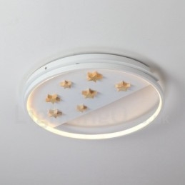Dimmbare weiße Sterne Runde Holz Deckenleuchte Ultradünne Deckenlampe Kann Auch Als Wandleuchte Verwendet Werden