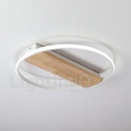 Dimmbare weiße runde Holz-Deckenleuchte, ultradünne Deckenlampe, kann auch als Wandleuchte verwendet werden