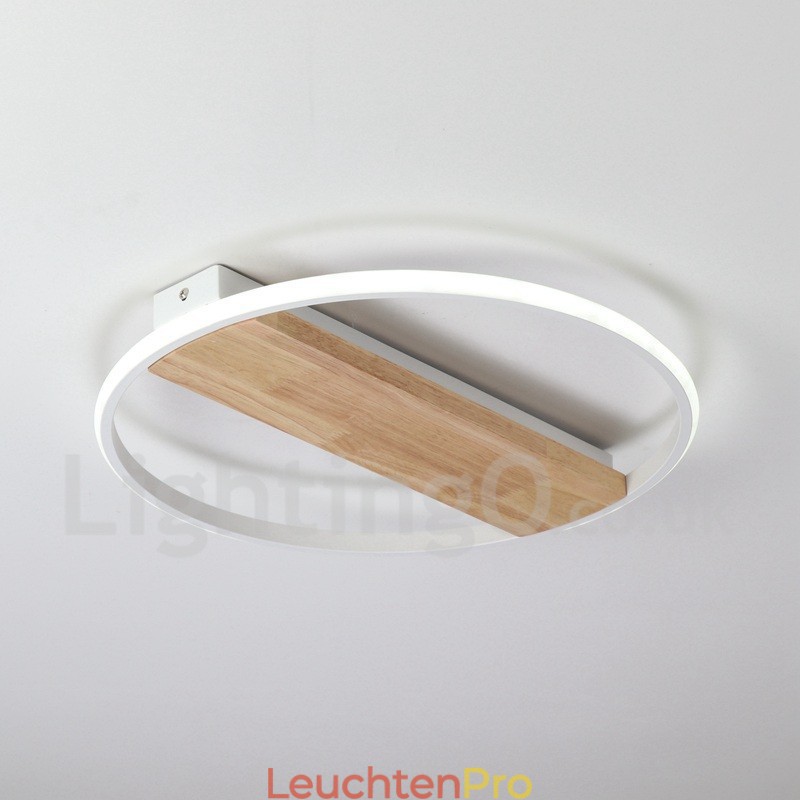 Dimmbare weiße runde Holz-Deckenleuchte, ultradünne Deckenlampe, kann auch als Wandleuchte verwendet werden