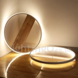 Dimmbare weiße runde Holz-Deckenleuchte, ultradünne Deckenlampe, kann auch als Wandleuchte verwendet werden