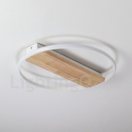 Dimmbare weiße runde Holz-Deckenleuchte, ultradünne Deckenlampe, kann auch als Wandleuchte verwendet werden