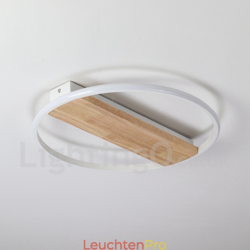 Dimmbare weiße runde Holz-Deckenleuchte, ultradünne Deckenlampe, kann auch als Wandleuchte verwendet werden