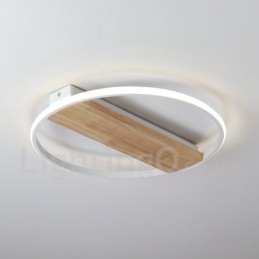 Dimmbare weiße runde Holz-Deckenleuchte, ultradünne Deckenlampe, kann auch als Wandleuchte verwendet werden
