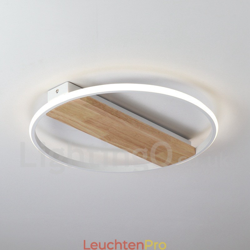 Dimmbare weiße runde Holz-Deckenleuchte, ultradünne Deckenlampe, kann auch als Wandleuchte verwendet werden