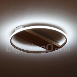 Dimmbare weiße runde Holz-Deckenleuchte, ultradünne Deckenlampe, kann auch als Wandleuchte verwendet werden