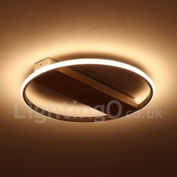 Dimmbare weiße runde Holz-Deckenleuchte, ultradünne Deckenlampe, kann auch als Wandleuchte verwendet werden