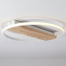 Dimmbare weiße runde Holz-Deckenleuchte, ultradünne Deckenlampe, kann auch als Wandleuchte verwendet werden