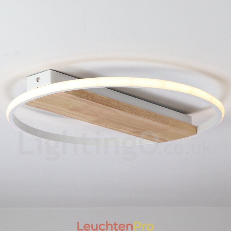 Dimmbare weiße runde Holz-Deckenleuchte, ultradünne Deckenlampe, kann auch als Wandleuchte verwendet werden