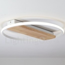 Dimmbare weiße runde Holz-Deckenleuchte, ultradünne Deckenlampe, kann auch als Wandleuchte verwendet werden