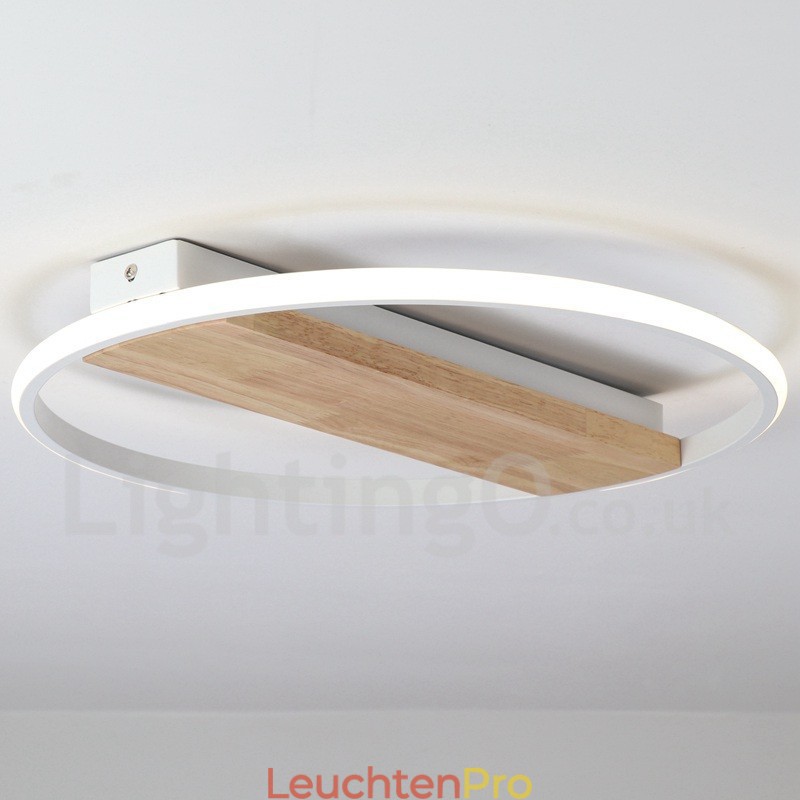 Dimmbare weiße runde Holz-Deckenleuchte, ultradünne Deckenlampe, kann auch als Wandleuchte verwendet werden