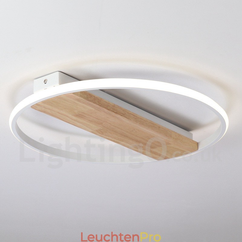 Dimmbare weiße runde Holz-Deckenleuchte, ultradünne Deckenlampe, kann auch als Wandleuchte verwendet werden