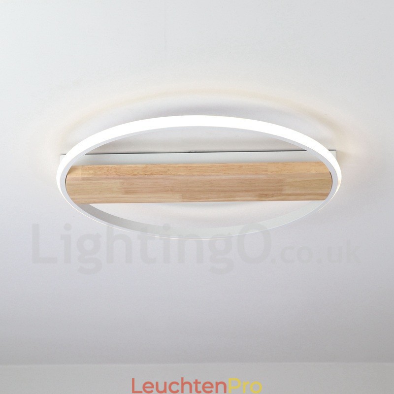 Dimmbare weiße runde Holz-Deckenleuchte, ultradünne Deckenlampe, kann auch als Wandleuchte verwendet werden