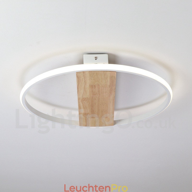 Dimmbare weiße runde Holz-Deckenleuchte, ultradünne Deckenlampe, kann auch als Wandleuchte verwendet werden