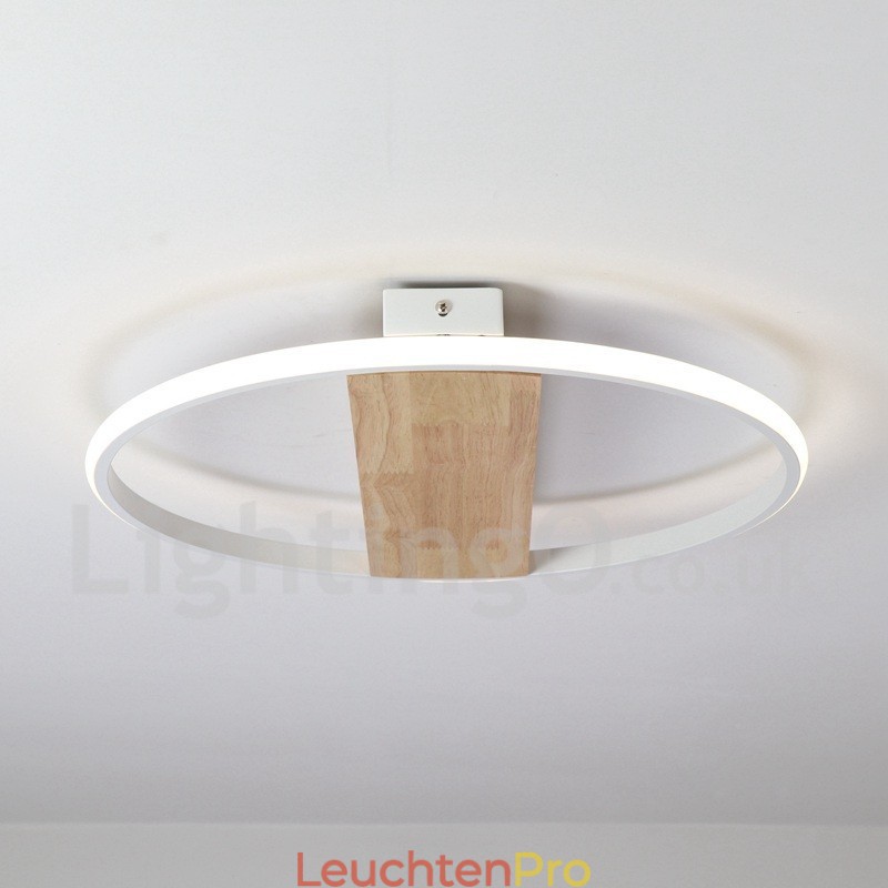 Dimmbare weiße runde Holz-Deckenleuchte, ultradünne Deckenlampe, kann auch als Wandleuchte verwendet werden