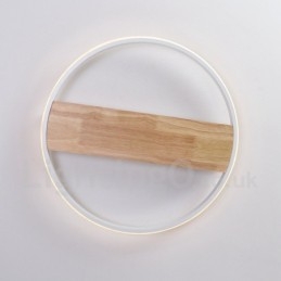 Dimmbare weiße runde Holz-Deckenleuchte, ultradünne Deckenlampe, kann auch als Wandleuchte verwendet werden